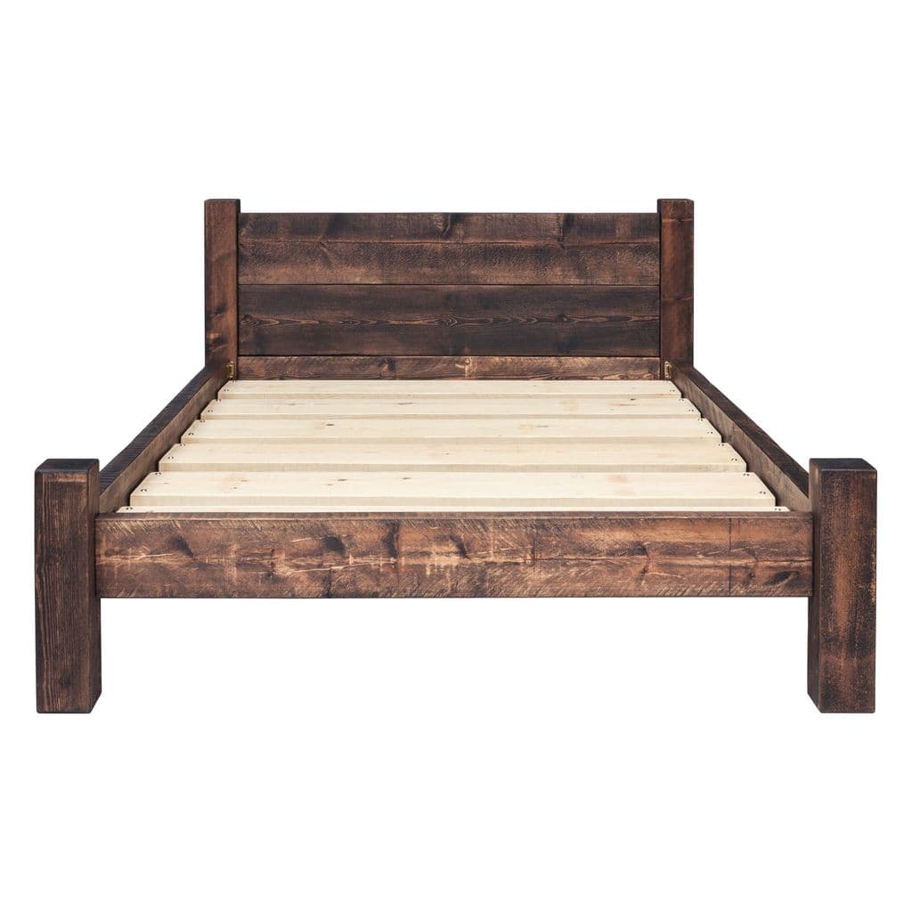 Coleridge Solid Wood Bed Frame Low, Rustic Pine King Size Bed Frame